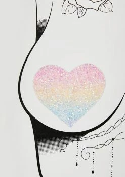 Neva Nude Glitter Rainbow Heart Pasties Pasties & Tatts
