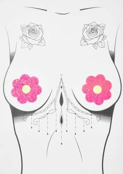 Neva Nude Flower Sparkle UV Reactive Pasties