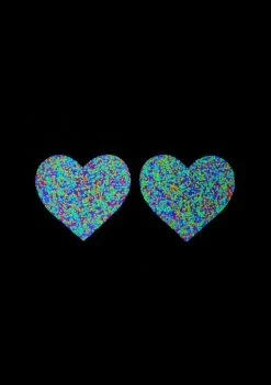 Neva Nude Blacklight Glitter Heart Pasties