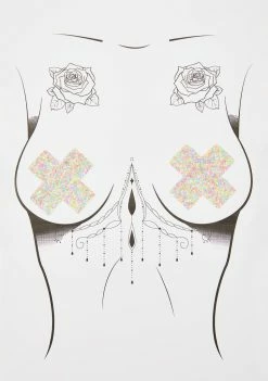Neva Nude Blacklight Glitter Cross Pasties
