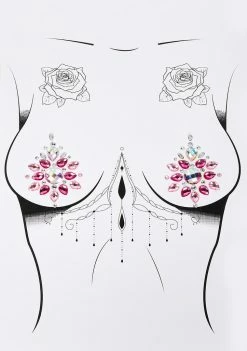 Neva Nude Red Iridescent Crystal Pasties