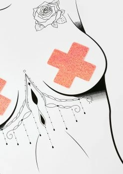 DK X Neva Nude Orange Holo Speckle Cross Pasties