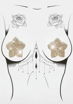Neva Nude Burstin' Blooms Rhinestone Reusable Silicone Pasties