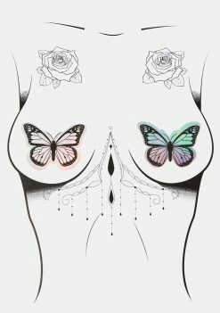 Neva Nude Rainbow Sherbet Tie Dye Velvet UV Butterfly Pasties