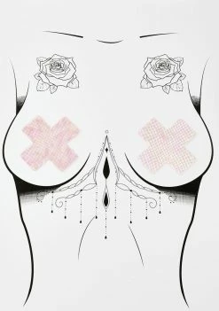 DK X Neva Nude Baby Pink Holo Cross Pasties