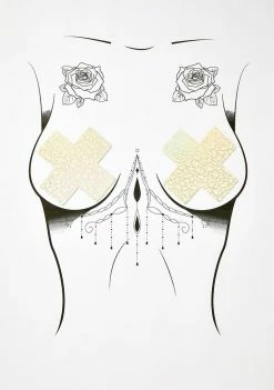 Neva Nude Glow Dark Synaptic Storm Hologram Pasties