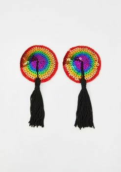 Neva Nude Rainbow Embellished Reusable Tassel Pasties