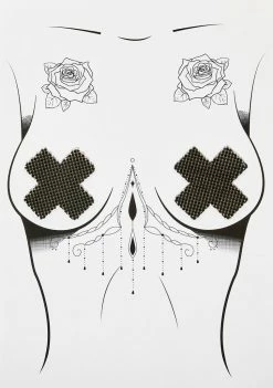 Neva Nude Shiney Hiney Iridescent Rhinestone Pasties And Panty Set