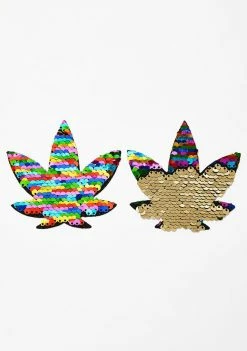 Neva Nude Pasties & Tatts Funfetti Sequins To Gold Weed Leaf Pasties