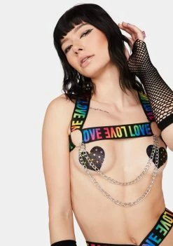 Neva Nude Black Rainbow Heart Pasties