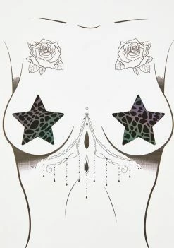 Neva Nude Reflective Giraffe Thong & Pasties Set Pasties & Tatts