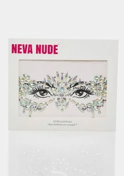 Neva Nude Chickadee Masquerade Clear Iridescent Crystal Jewel Face Sticker Eyes