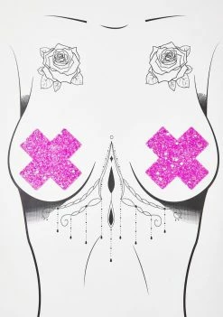 Neva Nude Party Purps Super Sparkle Cross Pasties