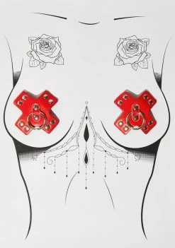 Neva Nude Red Pierced N' Punked Cross Pasties