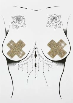Neva Nude Silver Shiney Hiney Iridescent Rhinestone Pasties And Panty Set