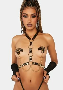 Neva Nude Leopard Queen Safari Reusable Chain Pasties