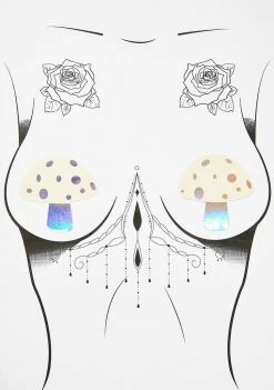 Neva Nude Holographic Glitter Shroom Pasties
