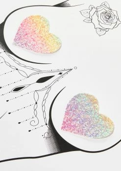 Neva Nude Pasties & Tatts Smarties Party Pastel Multicolor Glitter I Heart U Pasties
