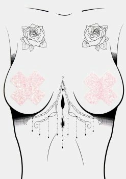 Neva Nude Pink Super Sparkle Cross Pasties