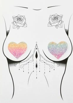 Neva Nude Pasties & Tatts Smarties Party Pastel Multicolor Glitter I Heart U Pasties