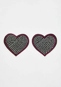 Neva Nude Pasties & Tatts Reusable Rhinestone Embellished Heart Pasties
