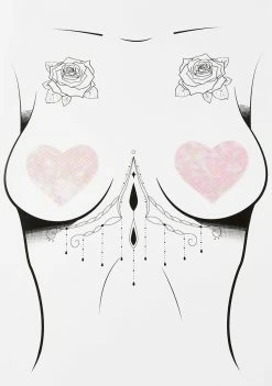 DK X Neva Nude Baby Pink Holo Heart Pasties