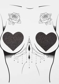 Neva Nude Pasties & Tatts Heart Glitter Pasties