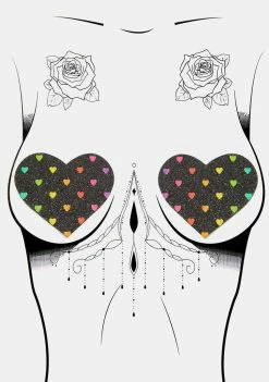 Neva Nude Black Rainbow Heart Pasties