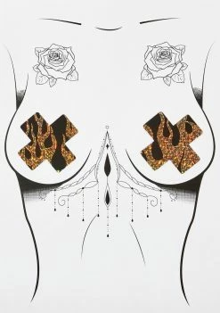 Neva Nude Robo Meltdown Holographic Flame X Factor Pasties