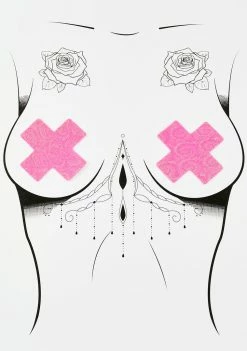DK X Neva Nude Pink Holo Swirl Cross Pasties
