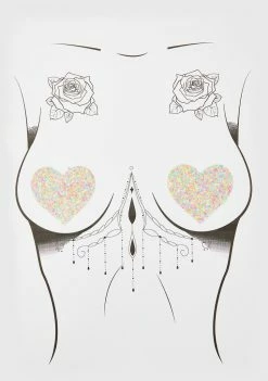 Neva Nude Blacklight Glitter Heart Pasties