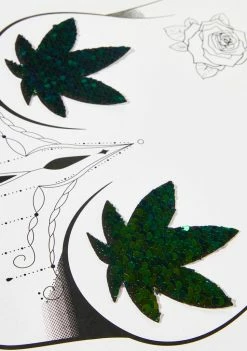 Neva Nude Green Sequin Weed Leaf Pasties & Thong Set 6 Neva Nude Green Sequin Weed Leaf Pasties & Thong Set