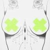 Neva Nude Lemon Lime UV Super Sparkle Cross Pasties Pasties & Tatts