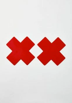 Neva Nude Vixen Red Wet Vinyl X Shape Pasties