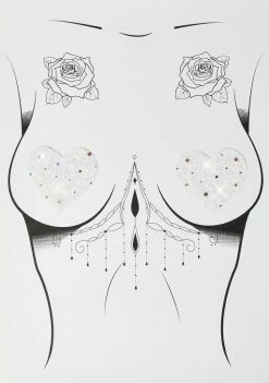 Neva Nude Mrs. Darcy White Sparkle Heart Pasties