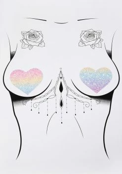 Neva Nude Glitter Rainbow Heart Pasties Pasties & Tatts