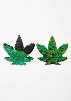 Neva Nude Green To Black Sequin Weed Leaf Pasties