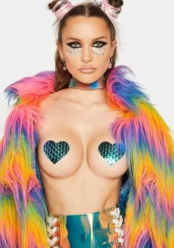 Neva Nude Space Mermaid 3D Holographic I Heart U Pasties Pasties & Tatts
