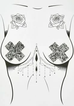 Neva Nude Pasties & Tatts Silver Chunky Glitter Cross Pasties