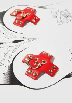 Neva Nude Red Pierced N' Punked Cross Pasties