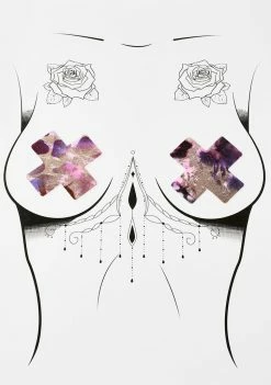 DK X Neva Nude Animal Print Holo Cross Pasties