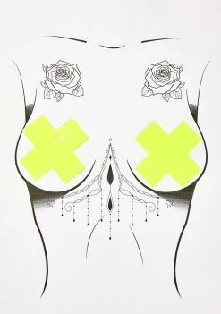 Neva Nude Lemon Fruitella Wet Vinyl Cross Pasties
