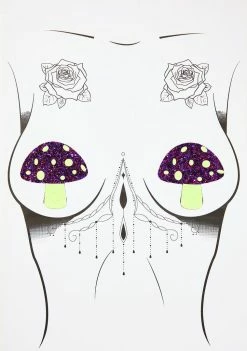 Neva Nude UV Neon Glitter Shroom Pasties