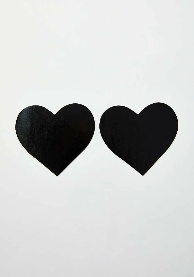 Neva Nude Dom Squad Black Wet Vinyl Heart Pasties 2 Neva Nude Dom Squad Black Wet Vinyl Heart Pasties