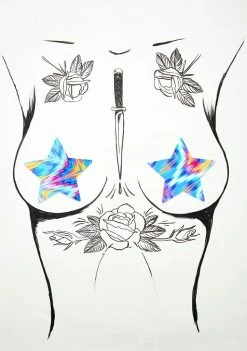 Neva Nude Aztec Rave Naughty AF Set Pasties & Tatts