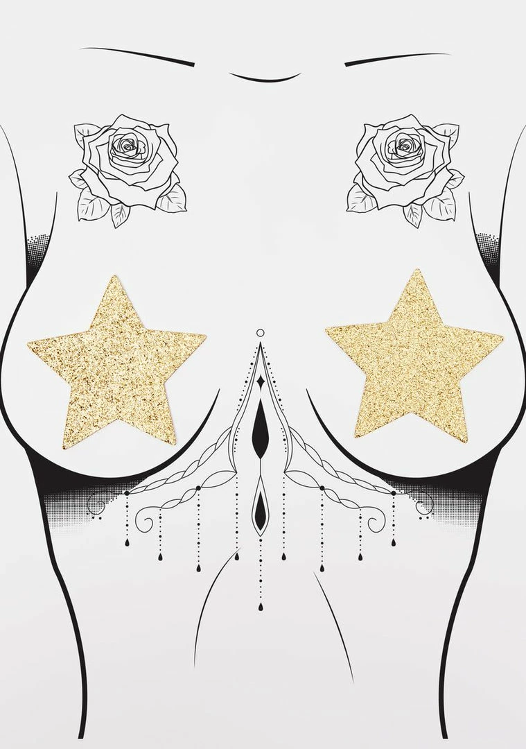 Neva Nude Gold Star Glitter Pasties 3 Neva Nude Gold Star Glitter Pasties