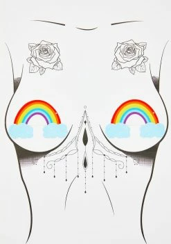 Neva Nude Pasties & Tatts Rainbow Glitter Cloud Pasties