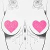 Neva Nude Pasties & Tatts Pink Sparkle Heart UV Reactive Pasties