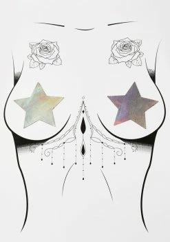 Neva Nude Nitro Gun Metal Holographic Starry Night Pasties