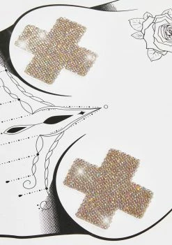 Neva Nude Silver Shiney Hiney Iridescent Rhinestone Pasties And Panty Set